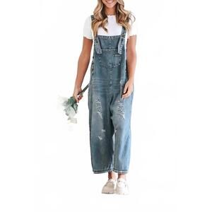 NEW ROSA CLOTHING southern country distressed washed denim overall in light blue
